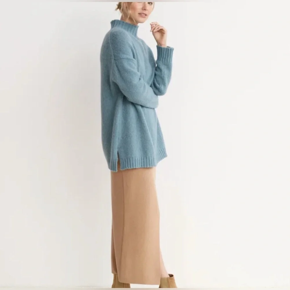 Jenni Kayne Alpaca Mockneck Pullover in Vintage Blue - Picture 3 of 11